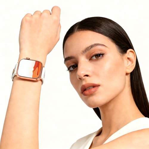 Image of HANDODO Italian Genuine Leather Band with gold chain details, Compatible with Apple Watch Series 11 10 9 8 7 6 5 4 3 2 1 SE SE2 Ultra 2 /3, SGS Certified Fashion Dressy Strap for women men