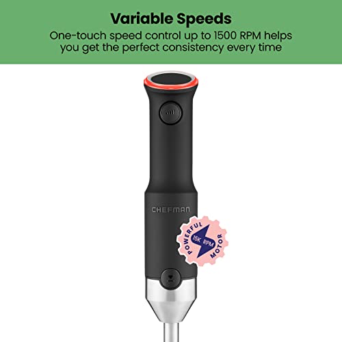 Chefman Cordless Power Portable Immersion Blender, Ice Crushing Power With One-Touch Speed Control, Usb Charging, Quickly Mixes Smoothies, Purees Soups, Dips, Sauces, Storage Case, Stainless Steel #TOP7