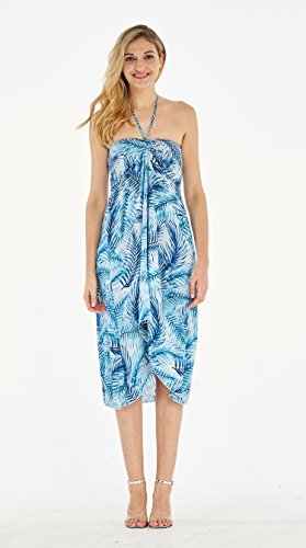 Image of Women's Hawaiian Luau Halter Dress in Signature Prints | Sleeveless halter dress, high-low hem; Hawaiian floral print; soft rayon, machine washable; luau, beach, cruise, party