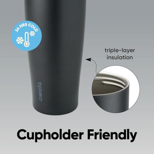 Image of Owala FreeSip Tumbler Insulated Stainless Steel Water Bottle with Built-in Straw and Side Handle, For Travel, Work, School, and Sports, 40oz, BPA Free, Leak Proof, Very, Very Dark