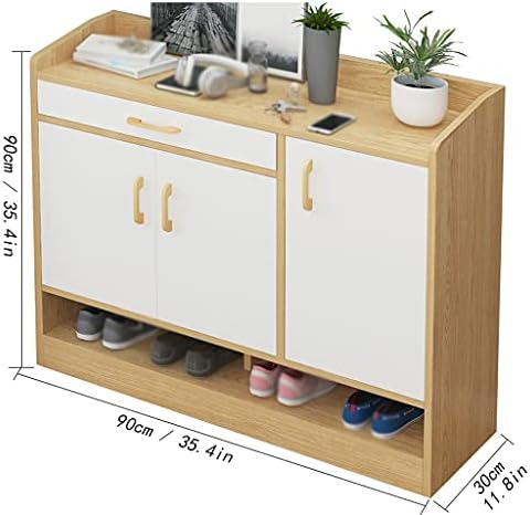 Double Door Shoe Rack for Entryway - Large Capacity Shoe Organizer & Storage Shelf for Living Room, Bedroom, Corridor - 90x30x90cm, Stylish Brass Finish
