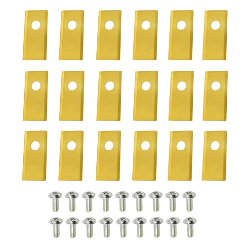 SEIWEI Rasenmähermesser mit Schrauben, Mähroboter Ersatz Roboter Rasenmäher Messerset für Worx Landroid Scheppach Robomow Einhell Landxcape Rasenmähroboter, Edelstahl (18er Pack - Gold)