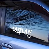 2pcs Outlaw Car Stickers, 7.09'x2.76' Car Styling Decoration, Funny Sticker Waterproof Vinyl Decal for Motorcycles, Trucks, Auto Accessories |#AZ152 (White)