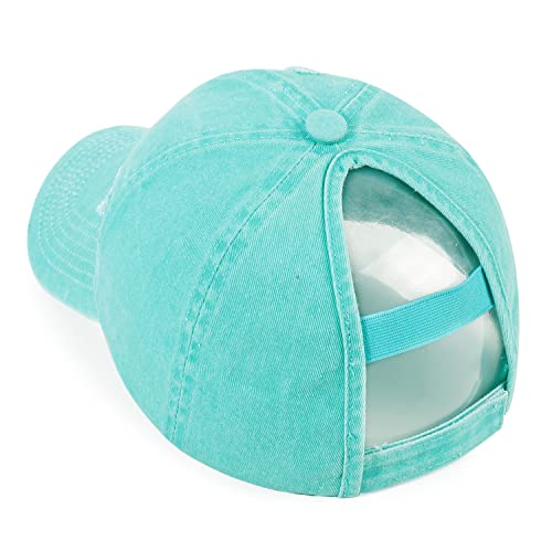 Image of HH HOFNEN Ponytail Hat for Women Washed Distressed Baseball Cap Ponycaps