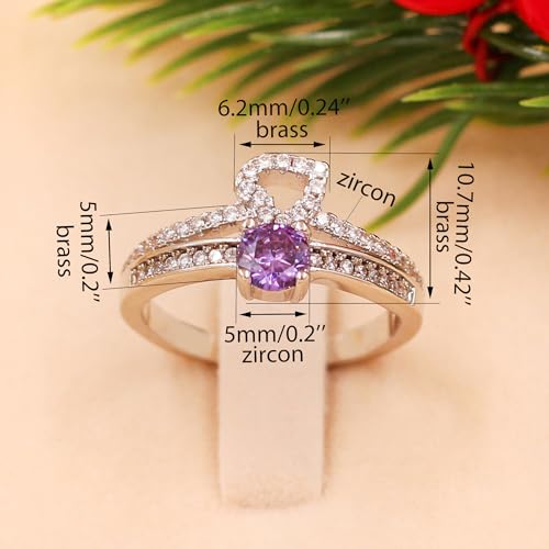 Women's Heart Hollow Ring with Zircon Gemstone | Purple Blue Green Pink Yellow & Multicolor Options | Stylish Crystal Ring for Love Family and Friendship for Valentine's Day Proposal Y27182