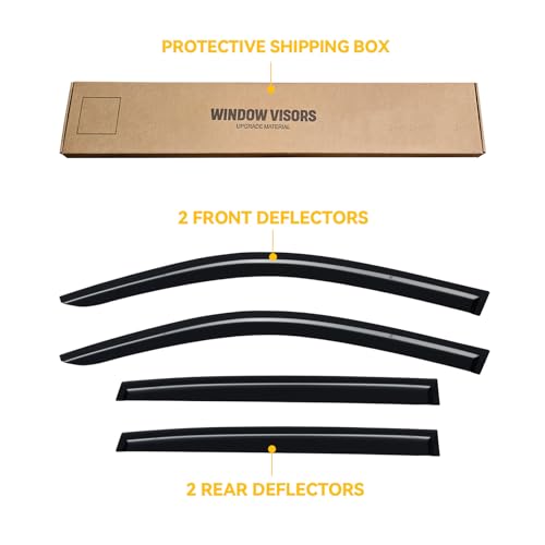 Image of Rain Guards for 2023-2026 Honda HRV HR-V, Out-Channel Window Visor Shields Vent Deflector Shade Wind Dark Smoke 2024 2025 23 24 25 26, Tape-On Outside-Mount, 4PCS