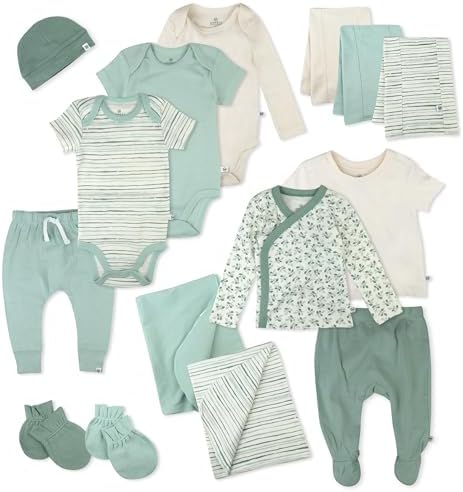 HonestBaby unisex-baby 15-Piece Welcome Home Gift Set 100% Organic Cotton for Newborn Infant Baby Boys, Girls, Unisex