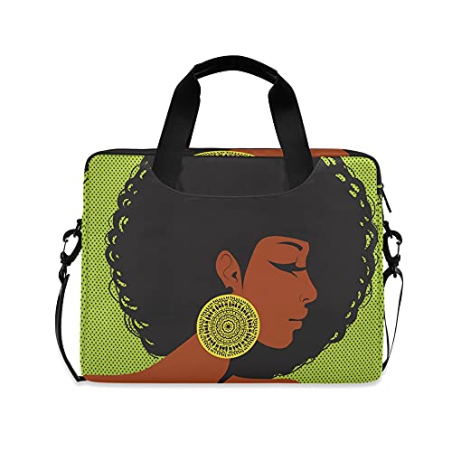 ALAZA African American Woman Afro Laptop Case Bag Sleeve Portable Crossbody Messenger Briefcase w/Strap Handle, 13 14 15.6 inch
