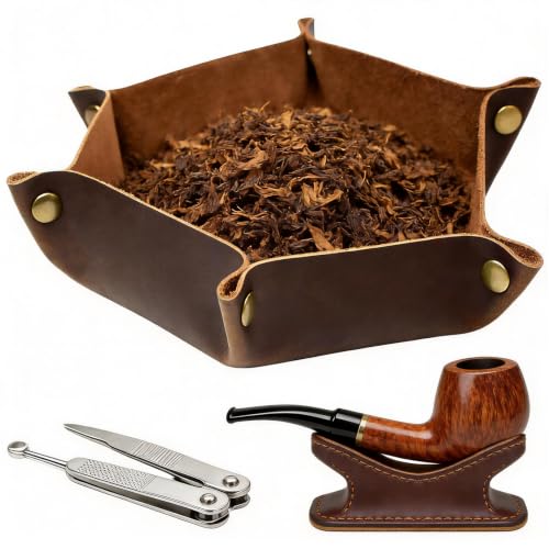 Image of boshiho Valet Tray for Men, Leather Jewelry Catchall Key Phone Coin Box Change Caddy Bedside Storage Box (Chocolate)