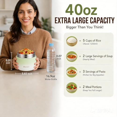 Bumotse 40 oz Dual Compartment Food Jar