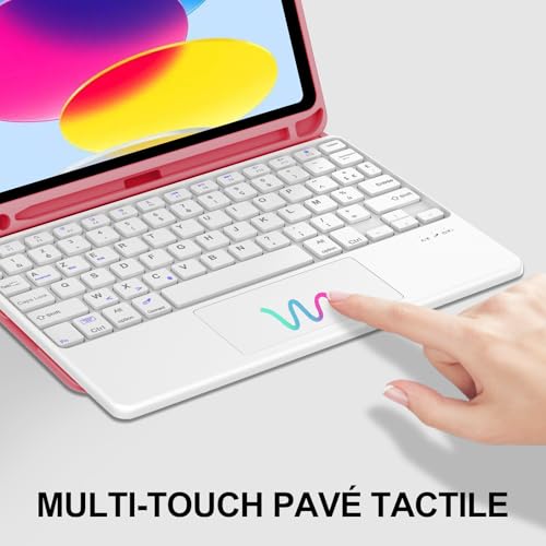 Clavier avec Touchpad pour iPad A16 11 Etui AZERTY Bluetooth Rouge