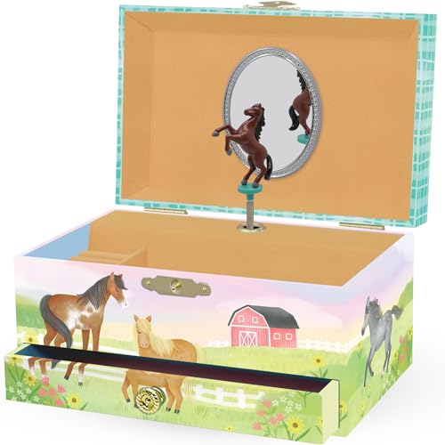 Giggle & Honey Boîte à Bijoux Musicale Cheval pour Filles - Boîte à Musique Cheval pour Enfants avec Miroir, Cadeaux Cheval pour Petites Filles, Cadeau...