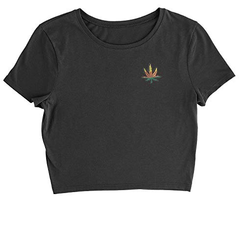 Cropped T-Shirt Rasta Pot Leaf Patch (Pocket) T-Shirt Small Black