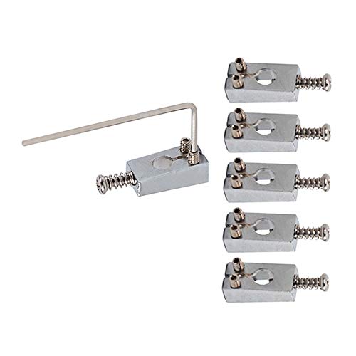 heaven2017 Saddle for Electric Guitar, 6Pcs 10.4mm Narrow Guitar Bridge Brass Saddles Instrument Replacement Parts for Epiphone/Gibson LP Electric Guitar Chrome