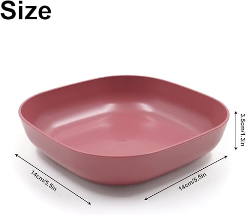 Miniatura 9 de NA - 6 platos cuadrados ligeros de paja de trigo de 5.7 pulgadas5.7 in, platos profundos, vajilla de camping para servir pasta y fruta (beige)