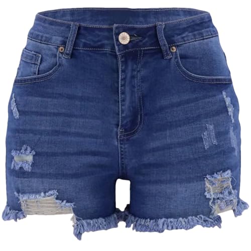 Short en jean d'été pour femme taille haute élastique et déchiré
