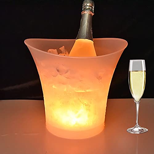 FIPASEN LED Ice Bucket, Regular 5L Large Capacity Lighted Ice Bucket with Automatic 7 Colors Changing for Party/Home/Bar/KTV Club, Waterproof Wine Ice Bucket Beer Drink Containers (Battery-Powered) - Thumbnail 7