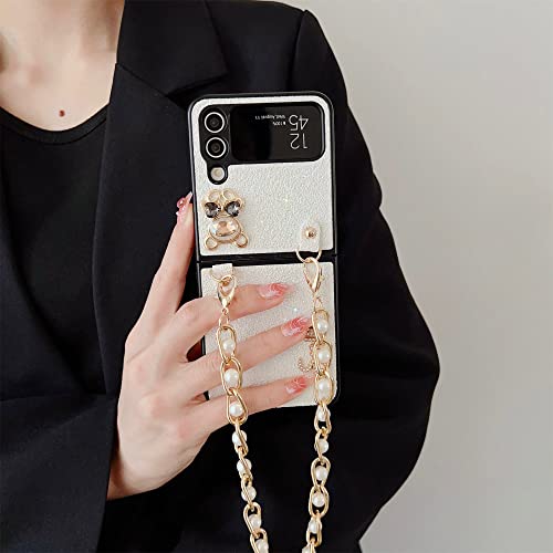 Étui de luxe dégradé pour Samsung Galaxy Z Flip 4 avec perles d'ours et diamants chic - 6