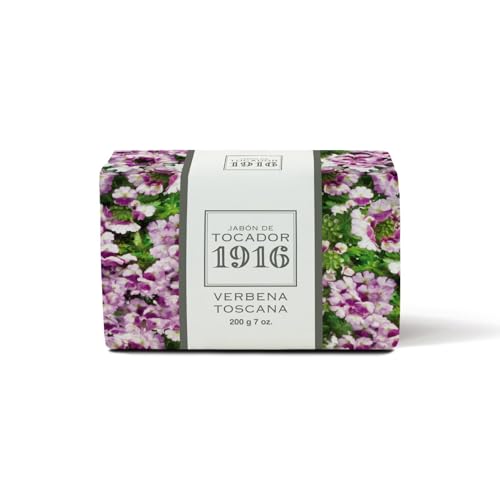 1916 - Verbena y Toscana 200 gr, Jabón Natural, Piel Limpia y Perfumada, Jabón en Pastilla, Método Tradicional, Jabón de Manos y Facial, Flor y Fruta Mediterránea, Fragancia Deliciosa