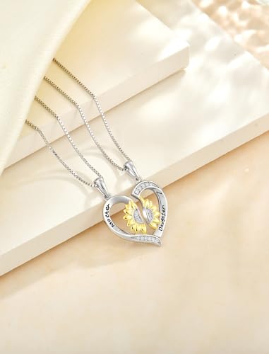 Mother Daughter Necklace Sterling Silver Mothers Day Gifts From Daughter Necklace Heart Matching Pendant Set2
