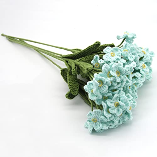 Crocichi Hand-Knitted Flowers, Wool Hand Made Weaving Forget Me Not Flower, Everlasting Flower For Home Decorations Wedding Bouquet,Undead Flower For Women Gifts (1, Sky Blue) #TOP2