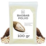 Baobab en Polvo 100 g - Baobab Deshidratado - Rica en Fibra - Baobab Polvo para Batidos, Sopas, Pures - Sin Azucar Añadido, Sin Conservantes, Sin Gluten (100 gr, Baobab en Polvo)