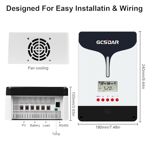 60A Solarladeregler+WIFI Adapter, 12V/24V/48V Automatik Maximum PV 150V ,99% Ladeeffizienz MPPT Solarladeregler für Gel Sealed Immersion AGM und Lithium Ion Batterien