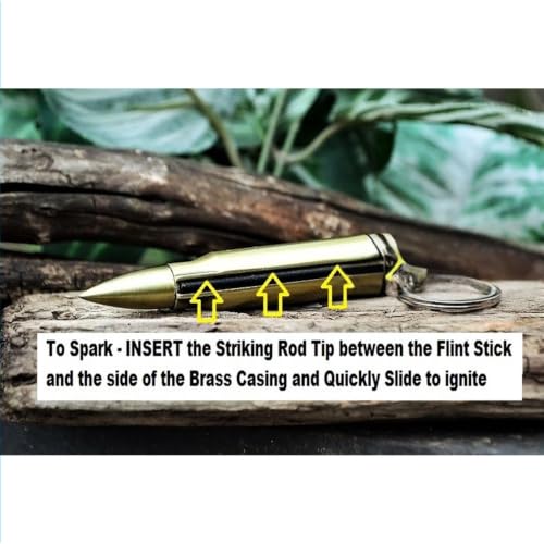 Image of Smoke King Original Waterproof Bullet Fire Starter | Refillable Flint Match Lighter with Keychain | Survival Fire Starter (Fuel Not Included)