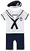 Produktbild MOMBEBE COSLAND Baby Jungen Matrose Kostüm Strampler with Hüte (6-9 Monate / 90 UK, Weiß)