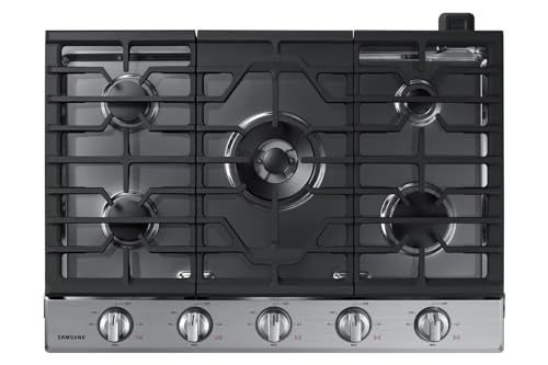 SAMSUNG 30' Built In Smart Gas Cooktop with Illuminated Knobs, 5 Burners, Stainless Steel, NA30N6555TS/AA