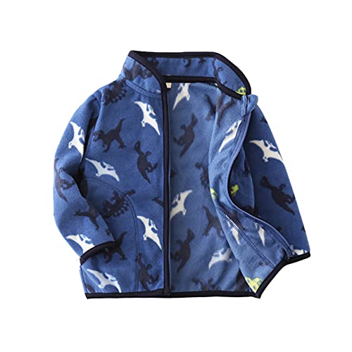 Baby Boys Girls Fleece Jacket Zipper Long Sleeve Print Fluff Coat Winter Warm Lightweight Outwear with Pocket