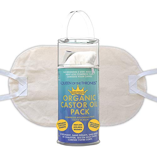 Queen of the Thrones Castor Oil Pack Compress - The Famous Less-Mess & Heat-Less Reusable Castor Pack Compress Refill. Made From Organic Cotton & Eco-Friendly Materials (Castor Oil sold separately)