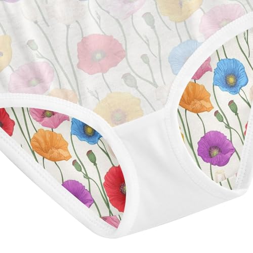 ZZKKO Colorful Poppy Flower Girls Underwear Toddler Panties for Girls Comfort Brief Size 2-8T4
