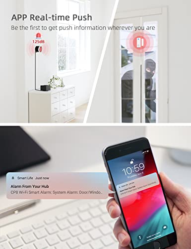 CPVAN Home Security System Kit(2.4GHz&5GHz WiFi), Wireless Door Alarm, APP Alert, Remote, Door/Window Sensor, Base Station, and Siren, for Kids Elders Safety, fit House/Apartment. Works with Alexa.