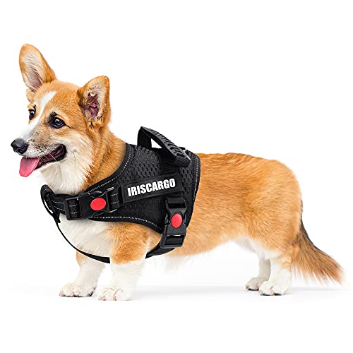 No Pull Dog Harness, dogs harness with Handle Adjustable Padded Harness, front Clip Puppy Vest Harnesses Reflective Breathable Soft Mesh Lightweight easy Control for Outdoor Training Walking(upgrade)