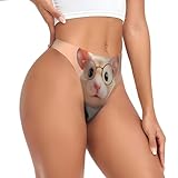 Qewfoju Cute Mouse In Glasses Pattern Cotton Thongs for Women Seamless Underwear Thongs No Show G-Strings Black