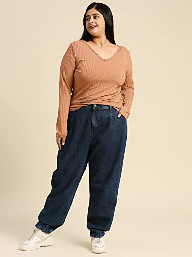 Image of HIGH Star Women's Relaxed Fit High Rise Plus Size High-Rise Pure Cotton Joggers