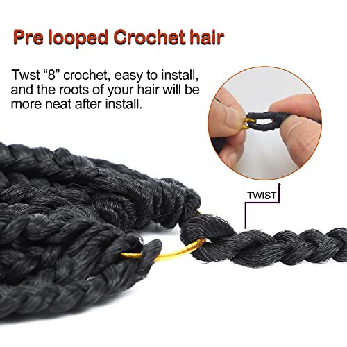 Pre Looped Box Braid Crochet Hair 20 Inch For Black Women 6 Packs Small Knotless Box Braids ( 1B) #TOP3