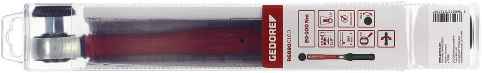 GEDORE R68900100 RED Torque Wrench 1/2 20-100Nm l.395mm