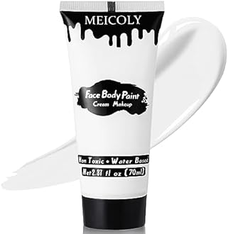 MEICOLY White Cream Face Body Paint,2.37Oz Large Tube Clown White Makeup,Water Based Full Body Paint for Adults and Kids,Halloween SFX Skull Joker Zombie Vampire Skeleton Goth Cosplay Mime Makeup