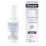 Neutrogena Ultra Sheer Moisturizing Serum Sunscreen SPF 50+ Broad Spectrum UVA UVB Protection Lightweight Water Resistant up to 80 Minutes Non-Comedogenic Fragrance Free, 50mL