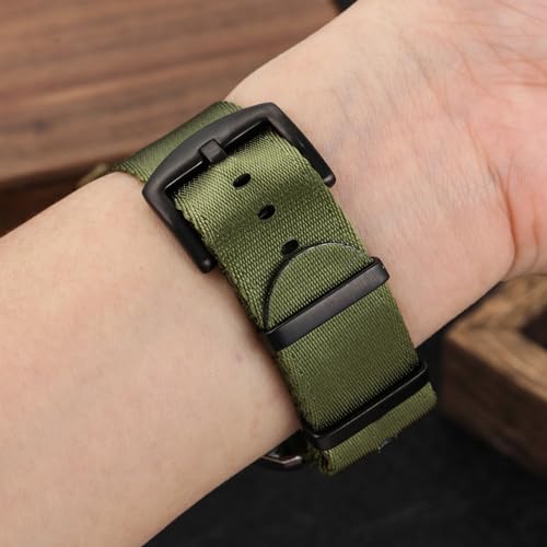 watchdives Nylon Watch Band 18mm 20mm 22mm Multicolor Replacement Watch Straps for Men Women (Black/Army Green, 18mm)