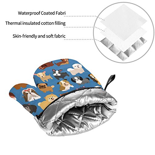 Msguide Cute Animal Dog Oven Mitts And Pot Holders Sets, Heat Resistant 4 Pcs For Safe Bbq Cooking Baking Grilling #TOP6
