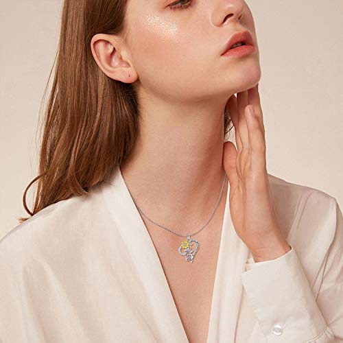 JUSTKIDSTOY Sunflower Necklace S925 Sterling Silver - You are My Sunshine Necklace Sun Flower Heart Pendant Musical Note Jewelry Gifts for Women Mom Mother's Day Birthday4