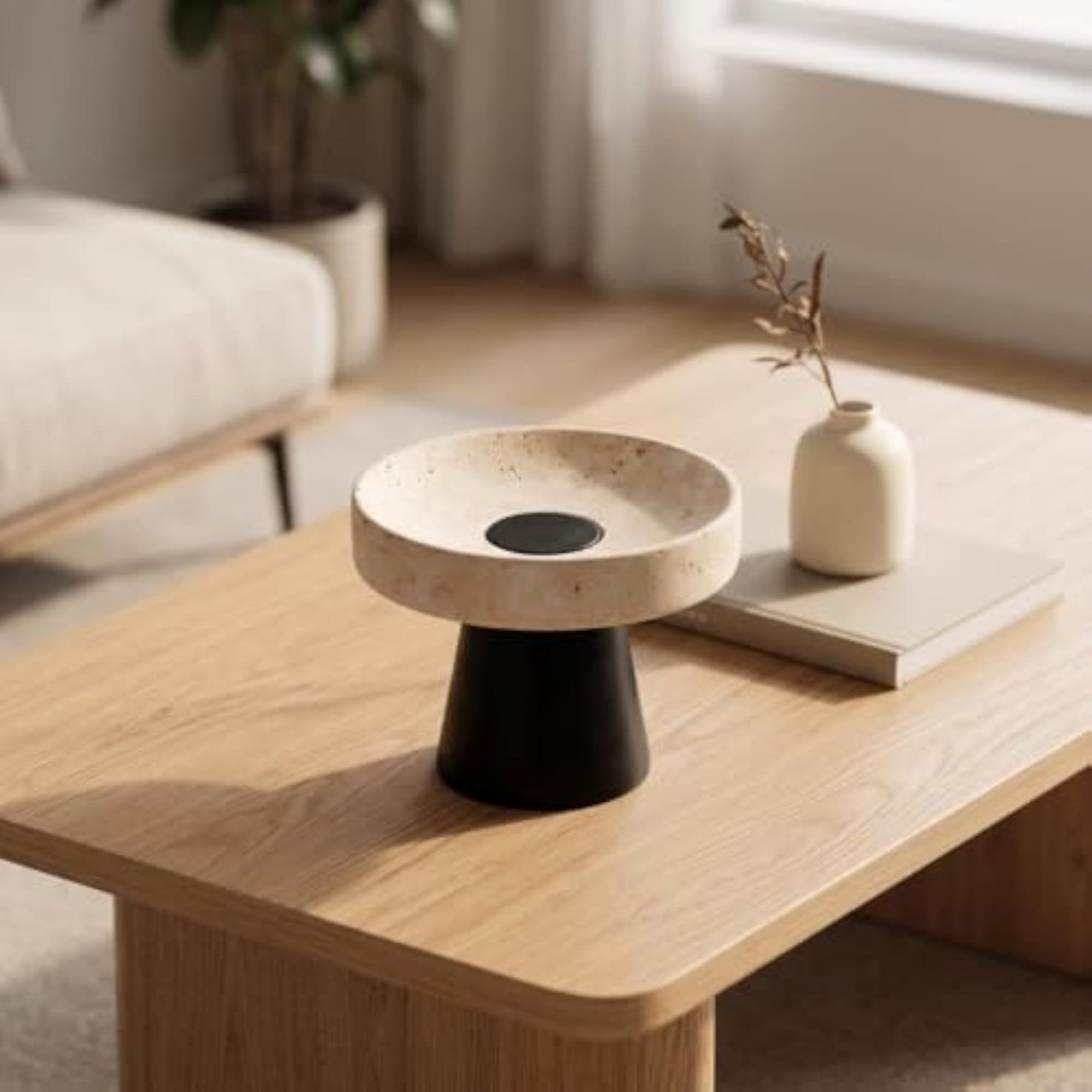 Decorative Stone Tray with Pedestal for Elegant Home Styling
