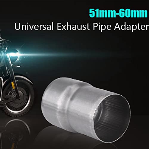 Qiilu Auspuffrohr Reduzierstück, 51mm bis 60mm Motorrad Auspuffrohr Adapter Minderer Schalldämpfer Edelstahl