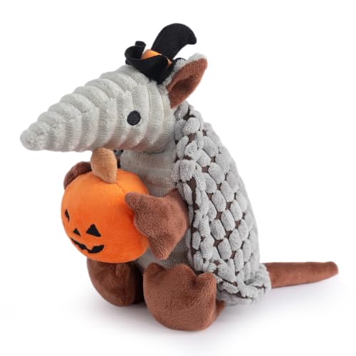 Image of Hollypet Armadillo Squeaky Puppy Dog Toys for Small Medium Dogs, Halloween | plush stuffed small dog squeak animal toy with unique grunt squeaker textured fabric for teeth cleaning toys
