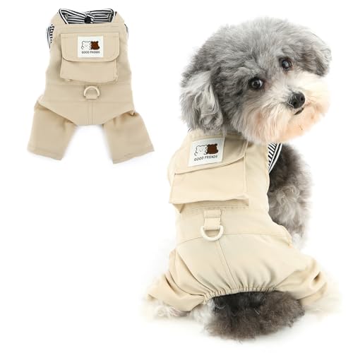 Salopette sans manches pour chien avec anneau en D et poche pour chiot Yorkie