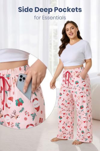 Image of FLYCURVY Plus Size Women Pajama Pants with Pocket L-5XL