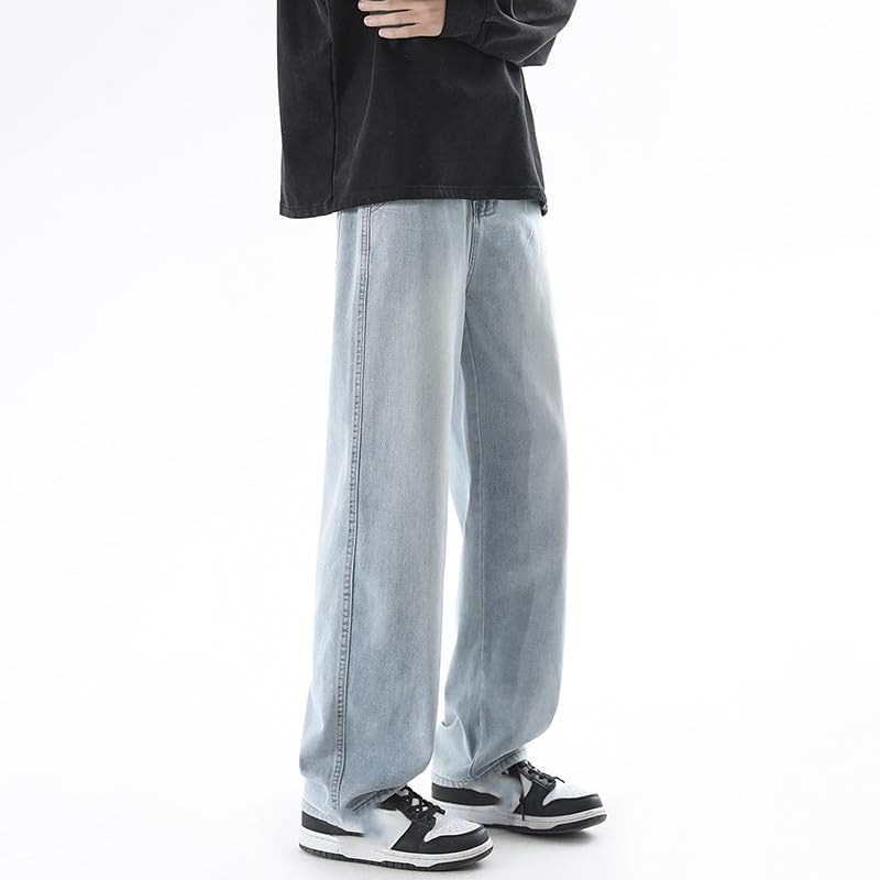 Men's Denim Pants Black Straight Leg Loose Jeans3